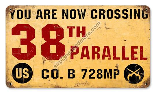 "38th Parallel" Vintage Metal Sign